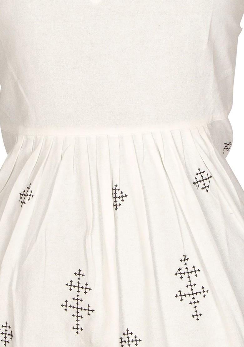 Off White And Black Printed Cotton Bib Apron