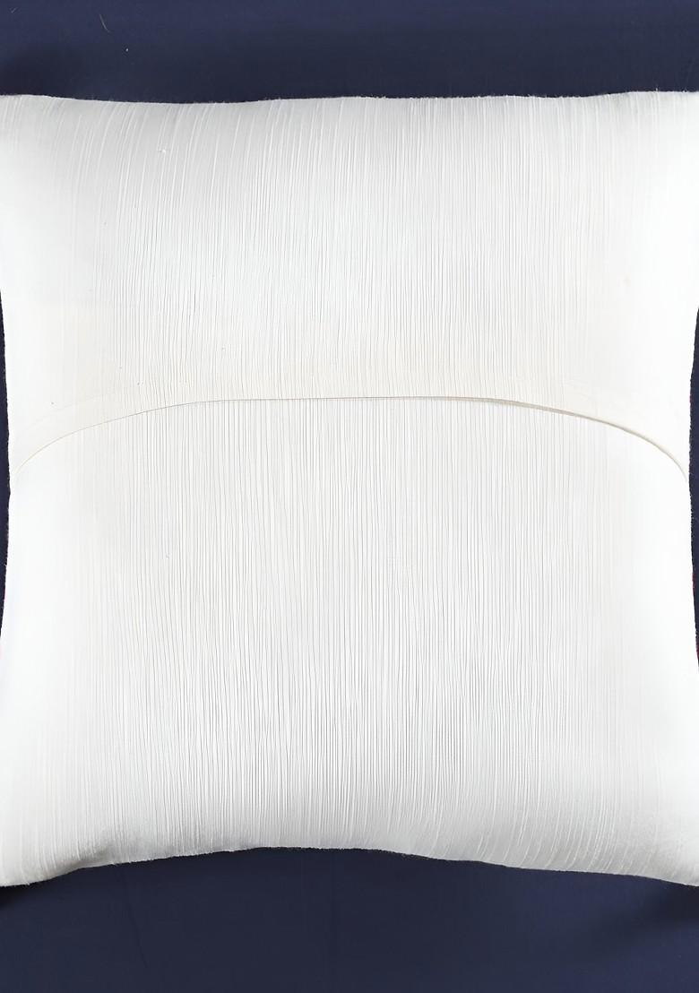 White And Pink 2 Pieces Geometric Embroidered Cotton Square Cushion Covers