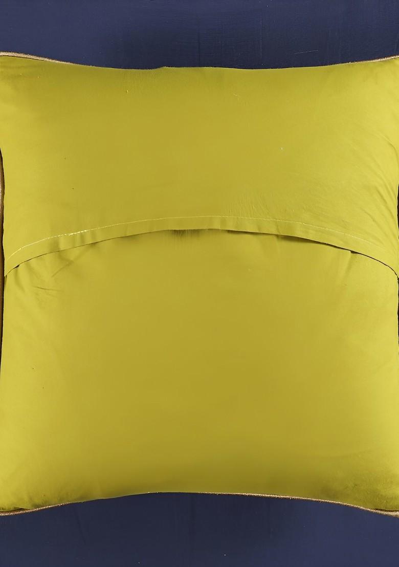 GoldToned And Off White 2 Pieces Cotton Square Cushion Covers