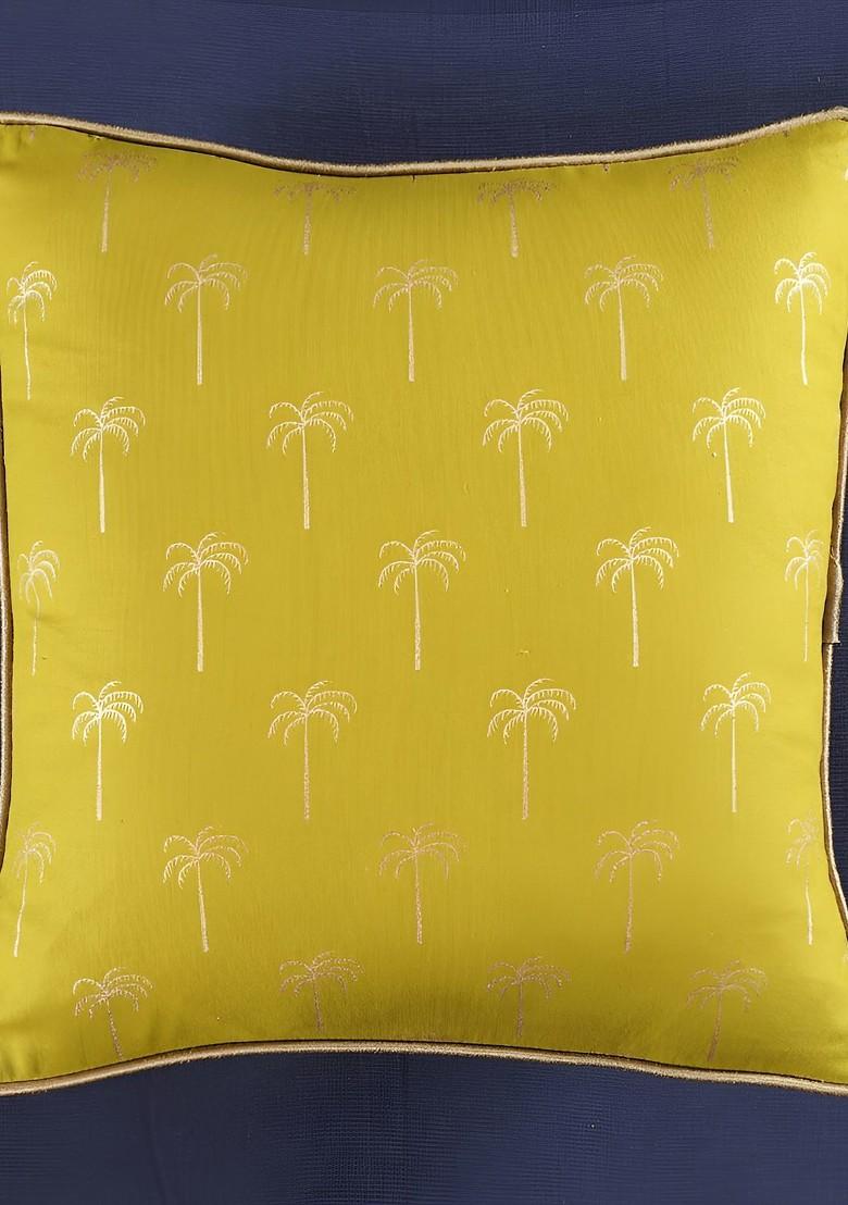 GoldToned And Off White 2 Pieces Cotton Square Cushion Covers