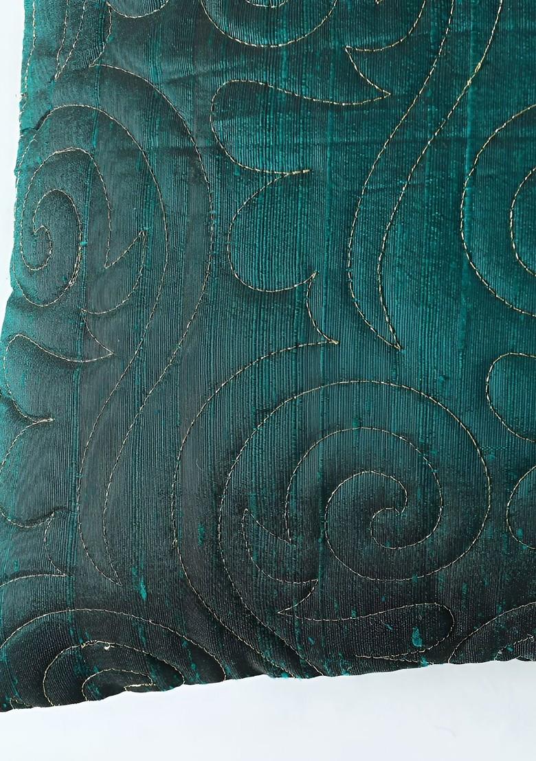 Green 2 Pieces Cotton Square Cushion Covers