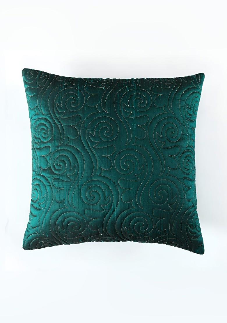 Green 2 Pieces Cotton Square Cushion Covers