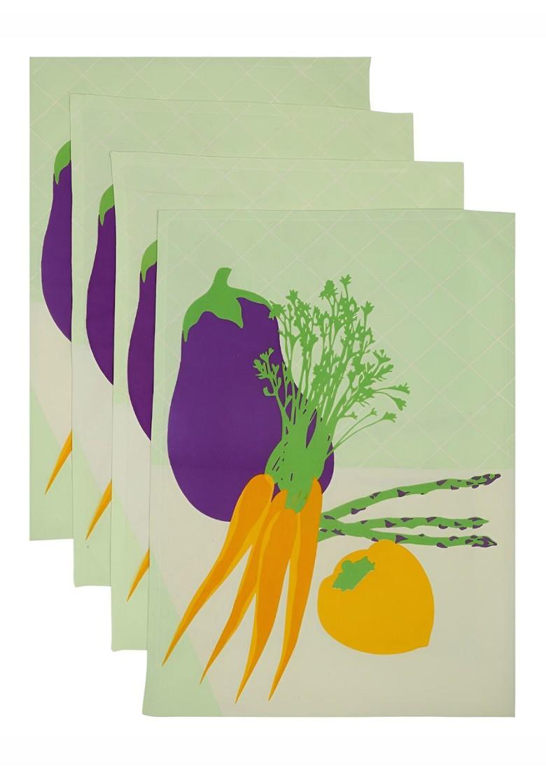 Green And Purple Printed Cotton Kitchen Towels