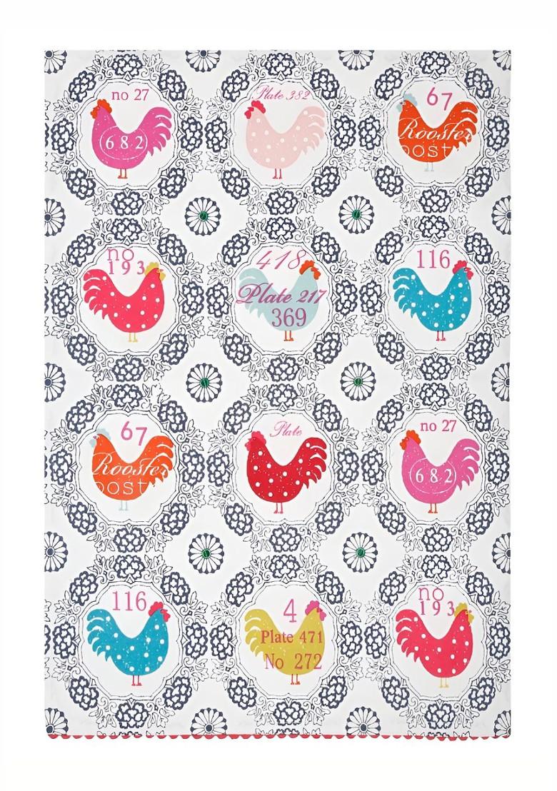 White And Blue 4 Pieces Printed Cotton Kitchen Towels