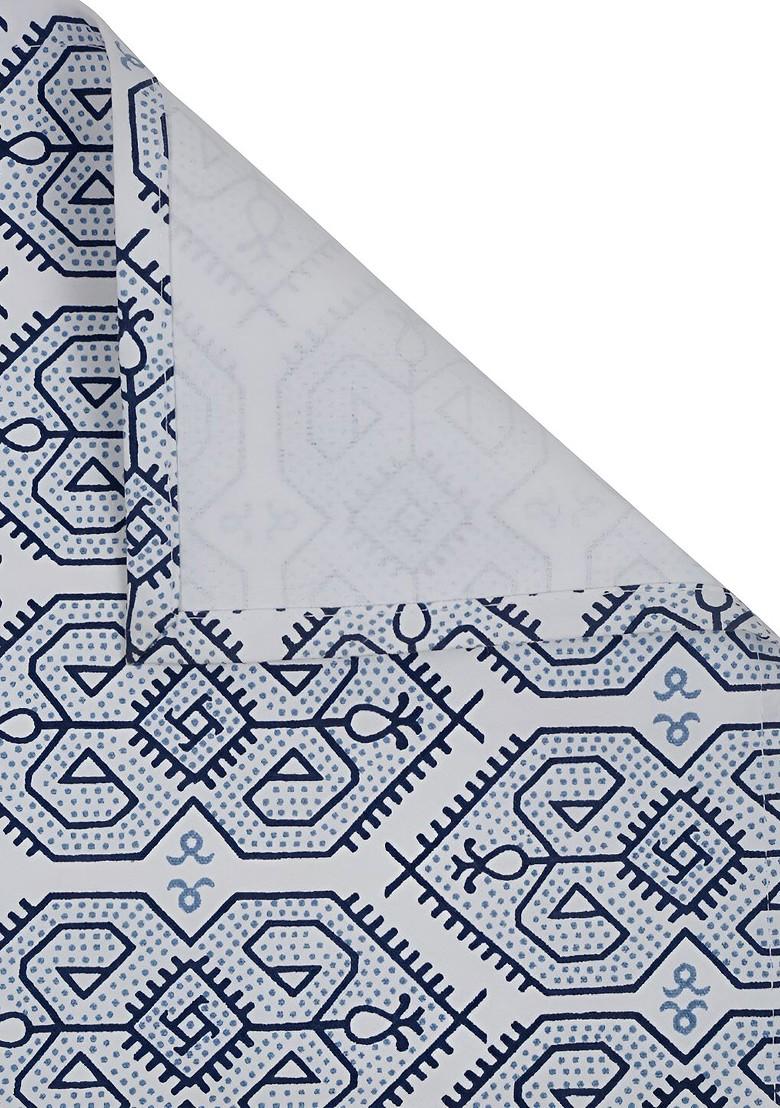 White And Blue 4 Pieces GeometricPrinted Cotton Table Placemats