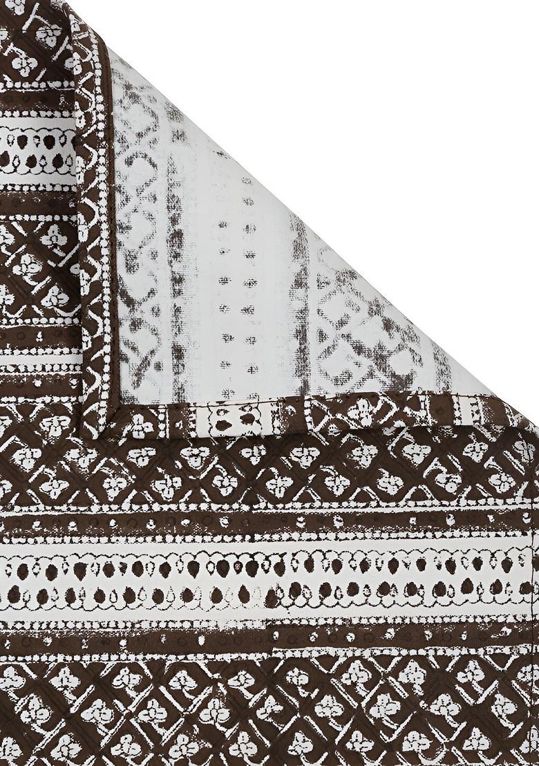 Brown And White 4 Pieces Striped Cotton Table Placemats