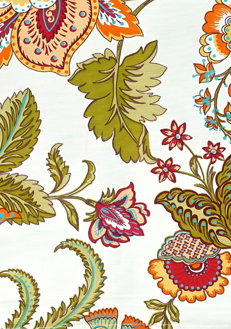 Red And Green 6 Pieces Floral Printed Cotton Table Placemats