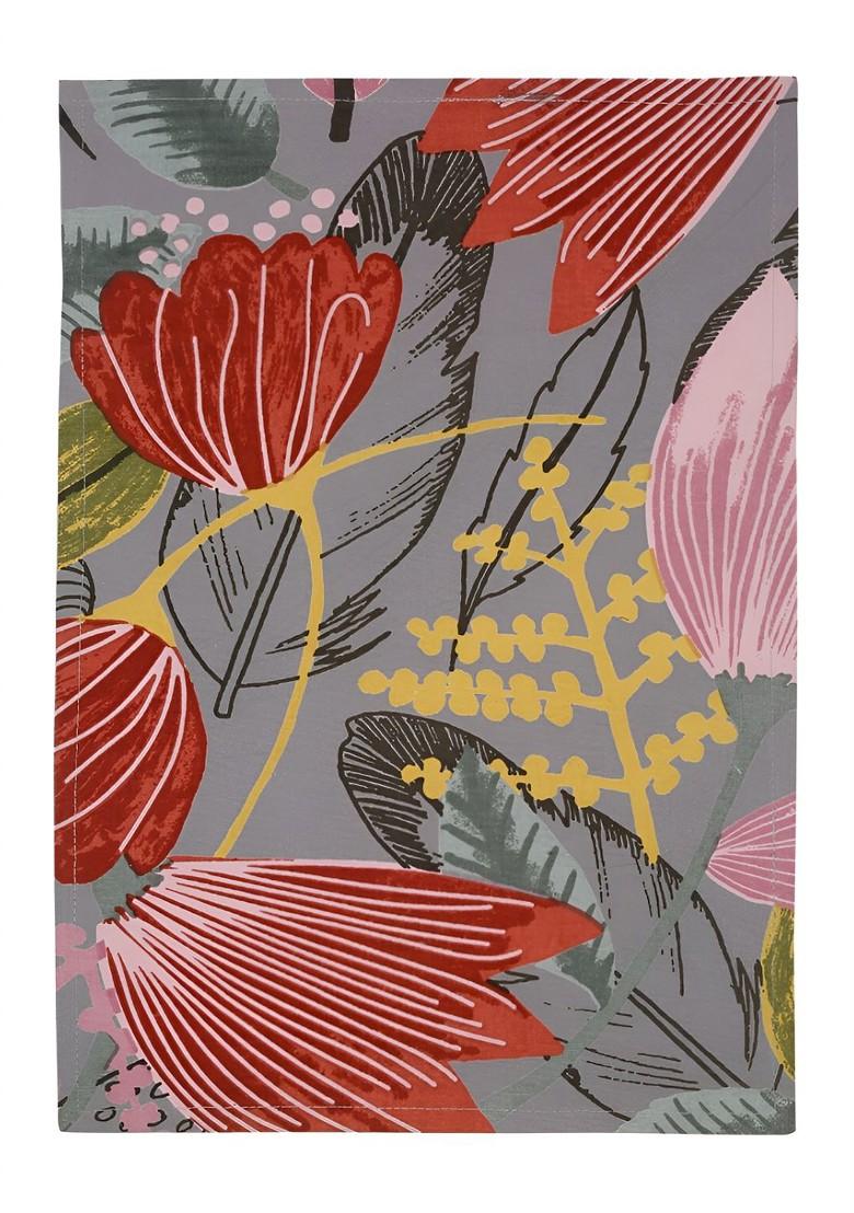 Grey And Pink 4 Pieces Floral Printed Cotton Table Placemats