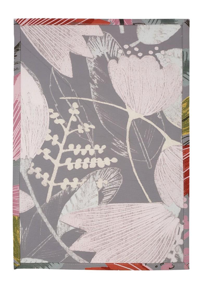 Grey And Pink 4 Pieces Floral Printed Cotton Table Placemats