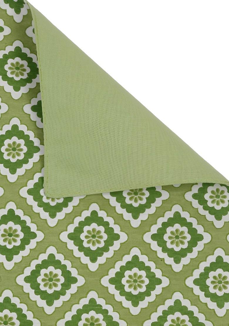 Green And White 4 Pieces Geometric Printed Cotton Table Placemats