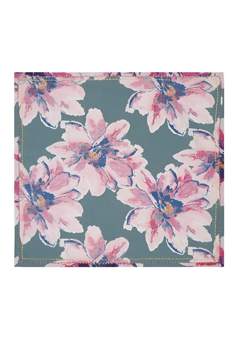 Green 4 Pieces Floral Printed Cotton Table Napkins