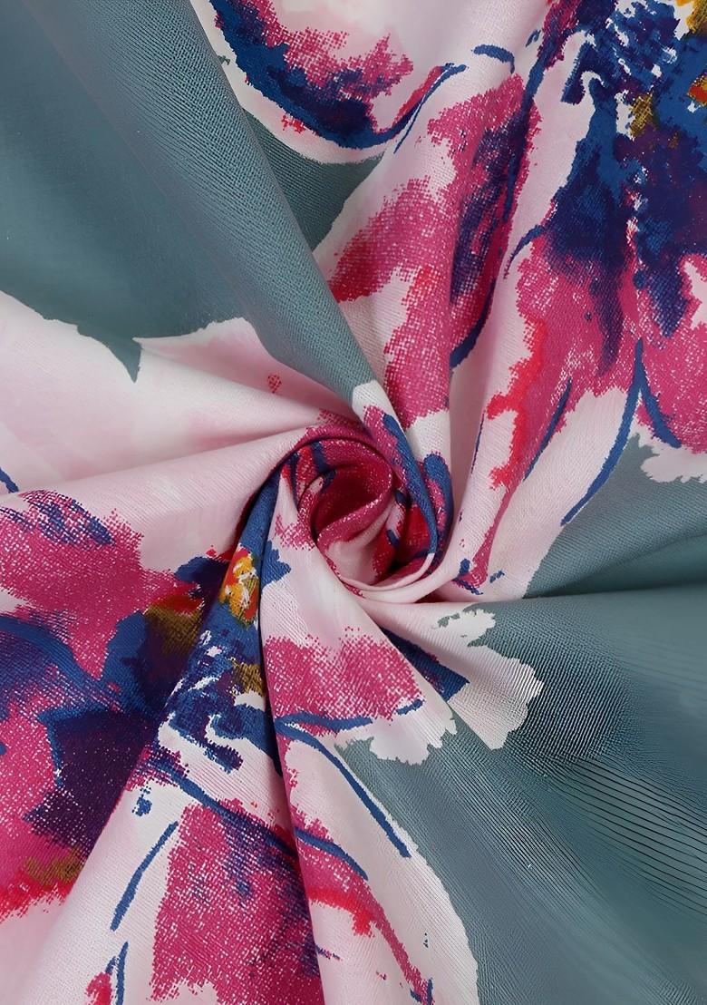 Green 4 Pieces Floral Printed Cotton Table Napkins