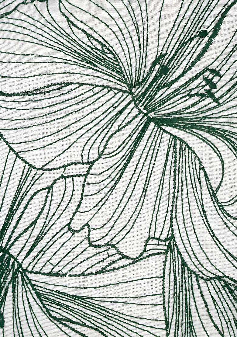 White And Green 2 Pieces Cotton Embroidered Square Cushion Covers