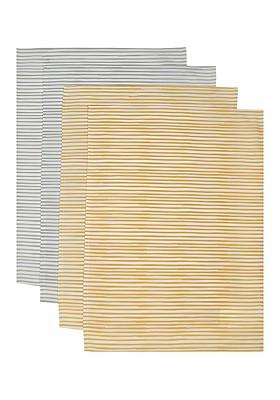 Green And Yellow 4 Pieces Striped Kitchen Towels