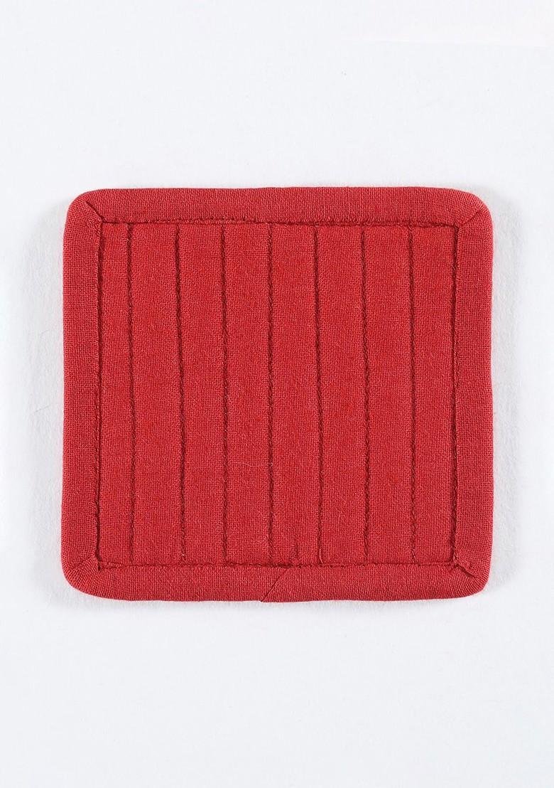 White And Red 6 Pieces Printed Cotton Coasters