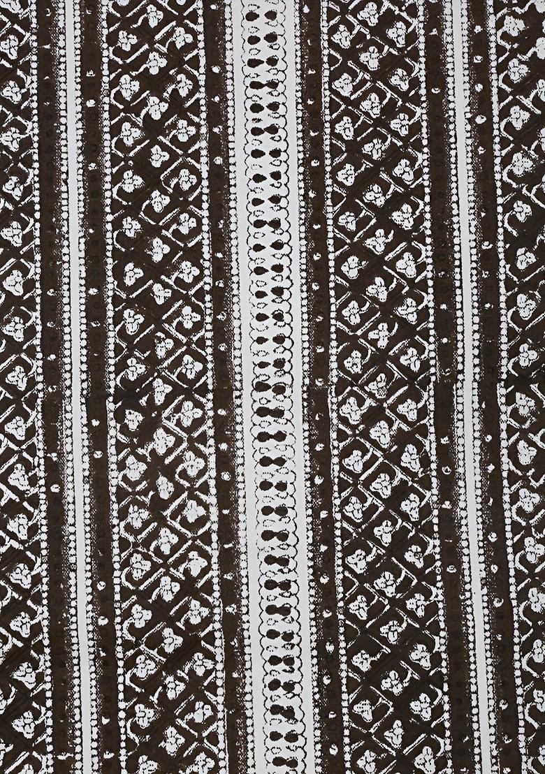 Brown And White Striped Cotton Table Runner