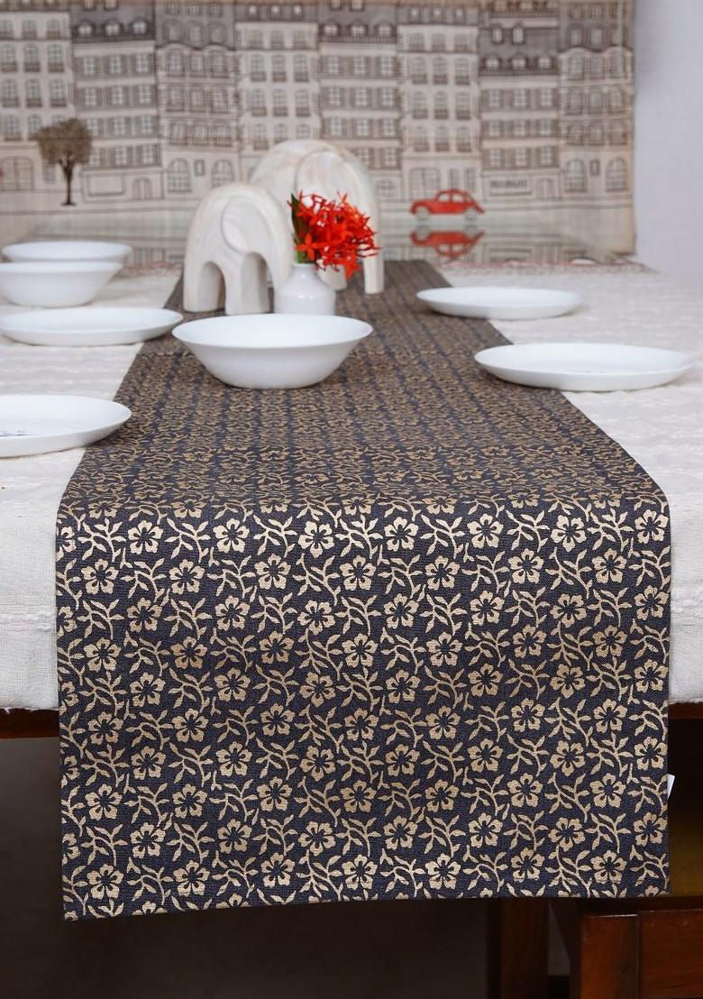Mauve And Brown Floral Printed Table Runner