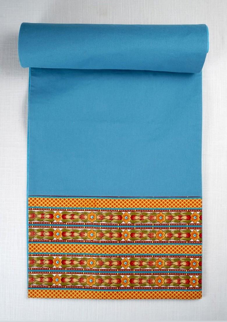 Blue And Yellow Printed Table Runner