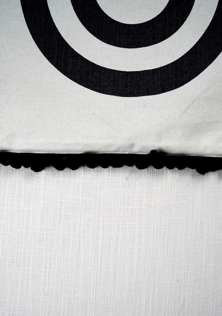 Charcoal And White Geometric Printed Table Runner