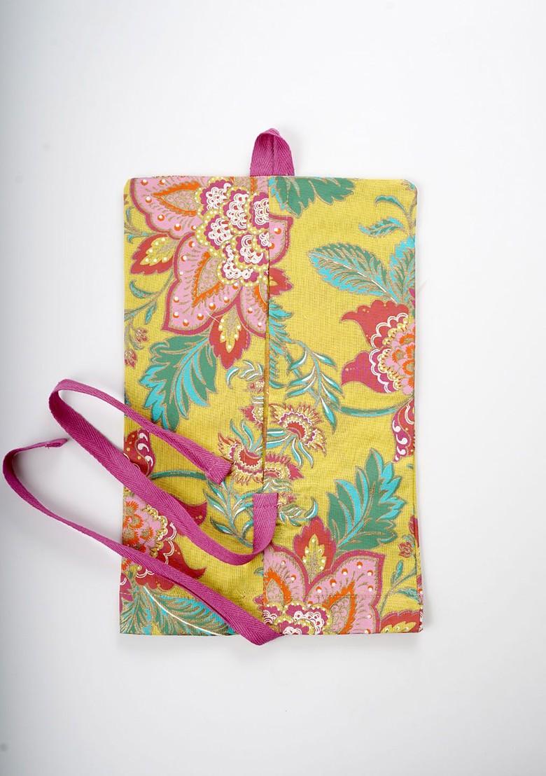 Red Floral Printed Cotton Tissue Box Cover