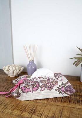 Purple Paisley Printed Cotton Tissue Box Cover