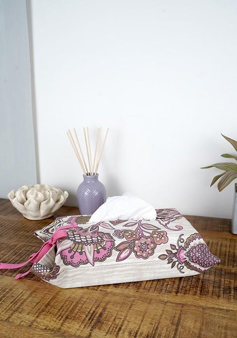 Purple Paisley Printed Cotton Tissue Box Cover