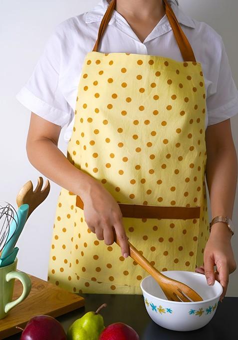 Girls Cotton Polka Dot Printed Free Size Apron