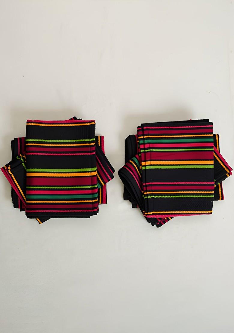 6Pcs Maroon And Yellow Printed Hand Towels