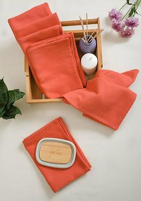 6Pcs Peach Colored Textured Hand Towel