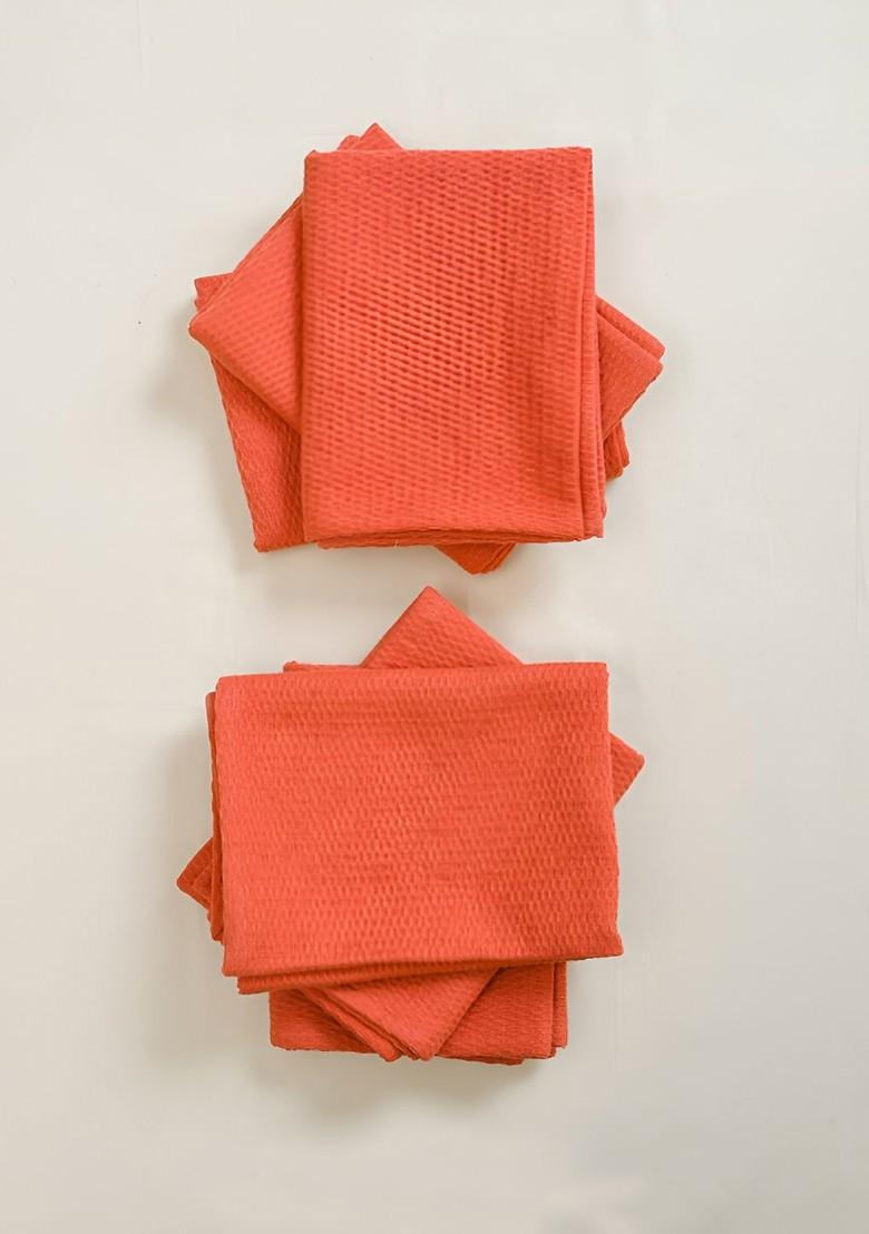 6Pcs Peach Colored Textured Hand Towel
