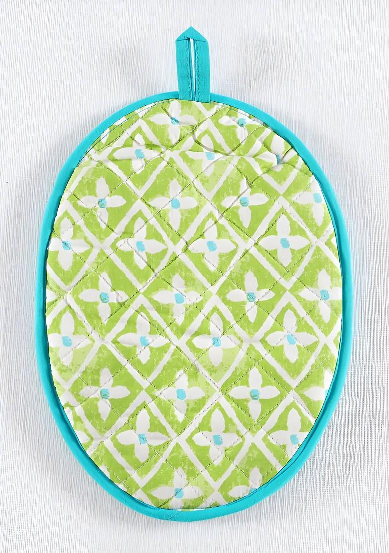 Green 2 Pcs Printed Cotton Coasters