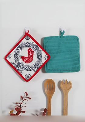 Blue And Red 2 Pcs SelfDesigned Cotton Coasters