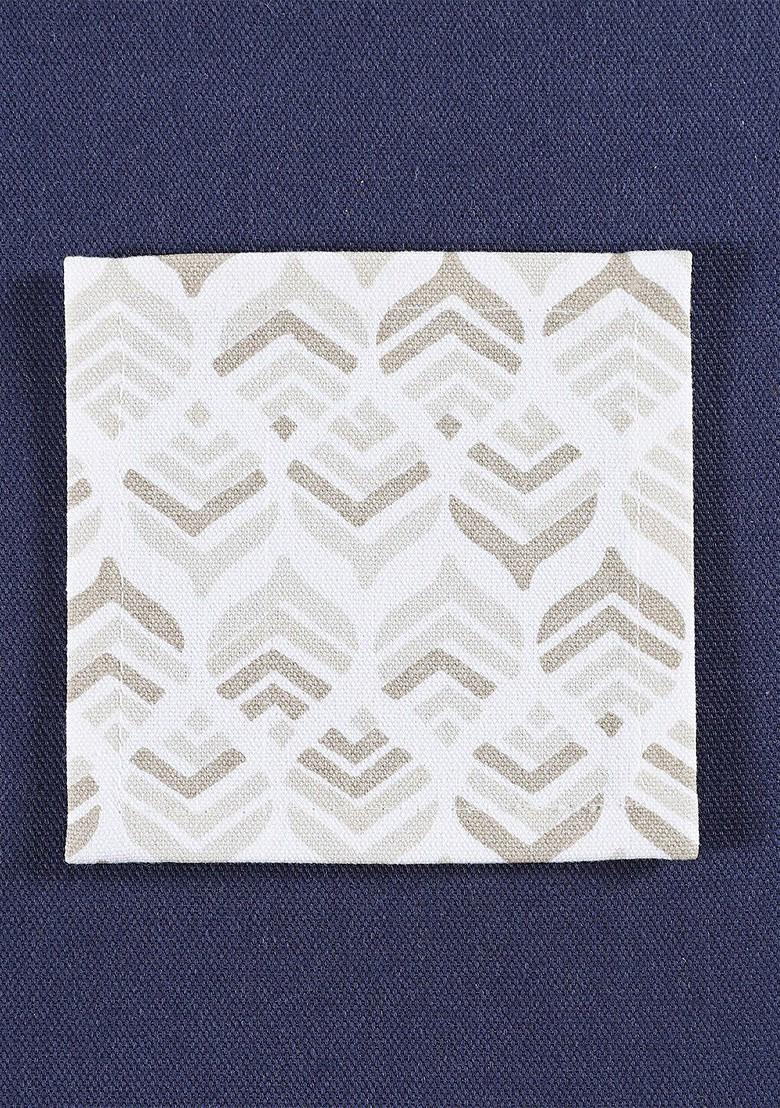 Beige And White 6 Pieces Printed Cotton Coasters