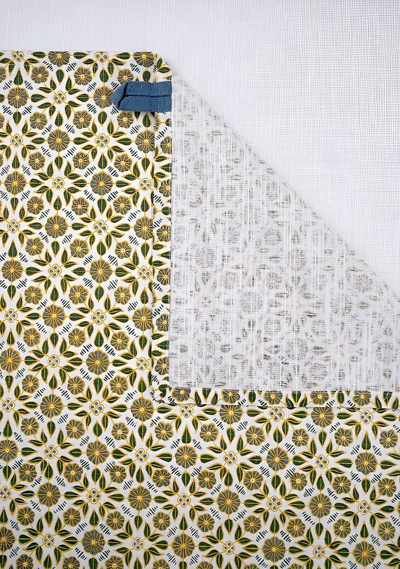 2Pcs Yellow And White Booti Printed Cotton Kitchen Towels