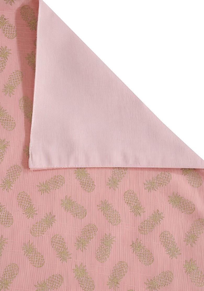Pink And Gold Coloured Pineapple Printed Pure Cotton Table Runner