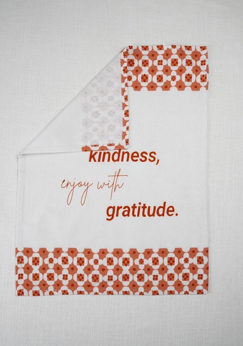 Off White 3 Pieces Printed Cotton Kitchen Towels