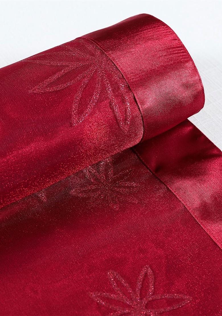 Red Ethnic Motifs Pure Cotton Rectangular Table Runner