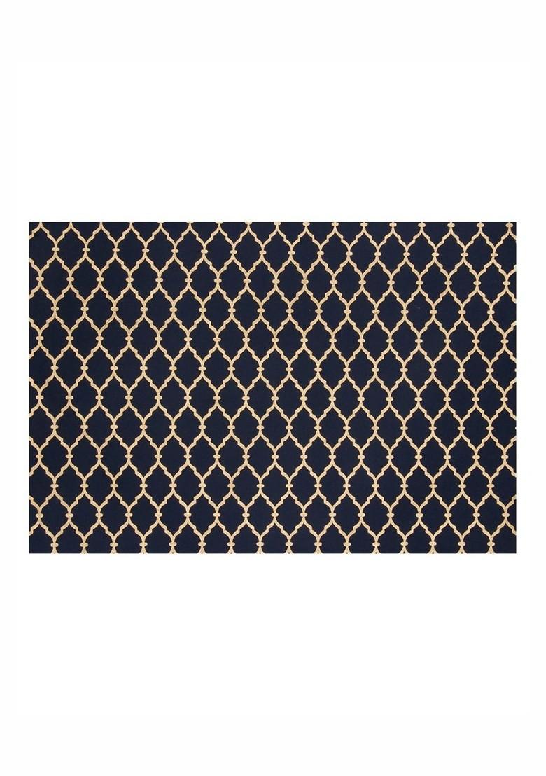 Navy Blue And Beige 6 Pcs Ethnic Motifs Printed Cotton Rectangle Table Placemats