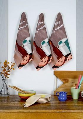 3Pcs Brown And White Printed Kitchentowel