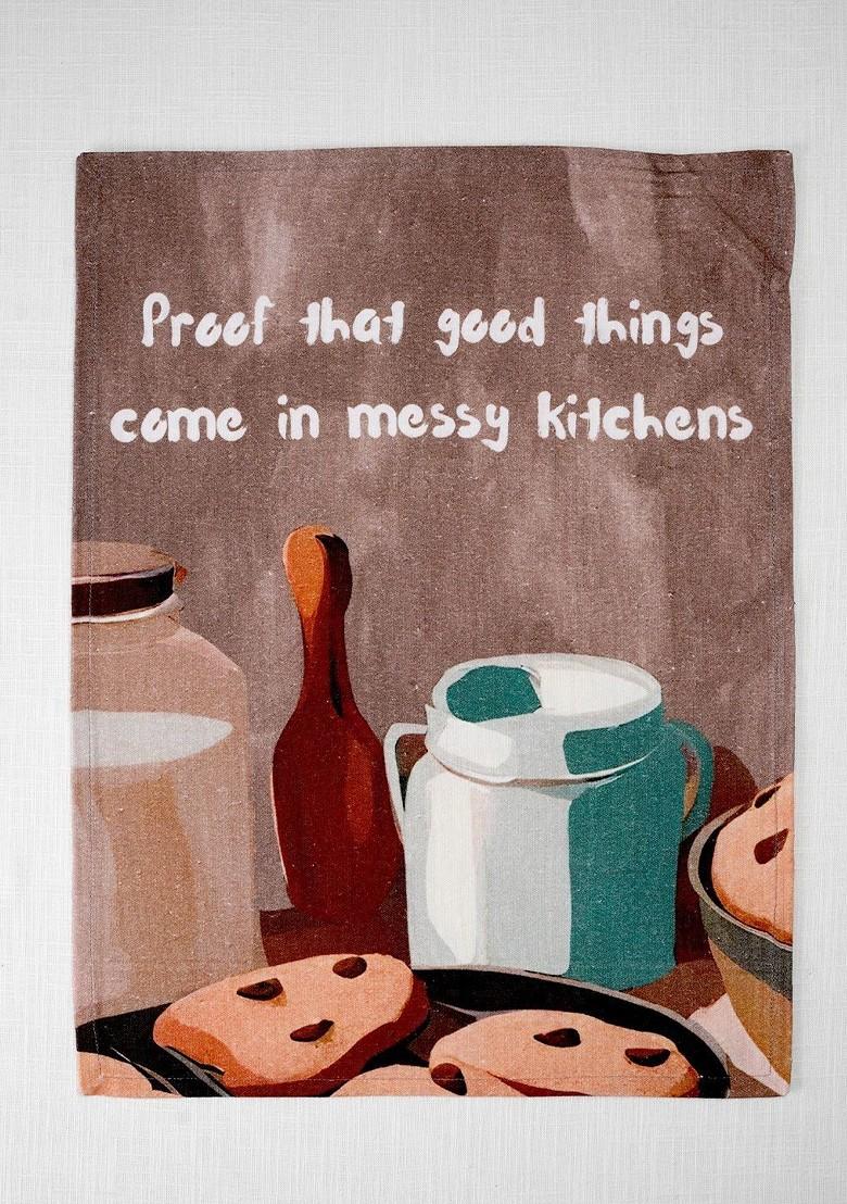 3Pcs Brown And White Printed Kitchentowel