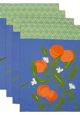 4Pcs Blue And Green Printed Kitchen Towel