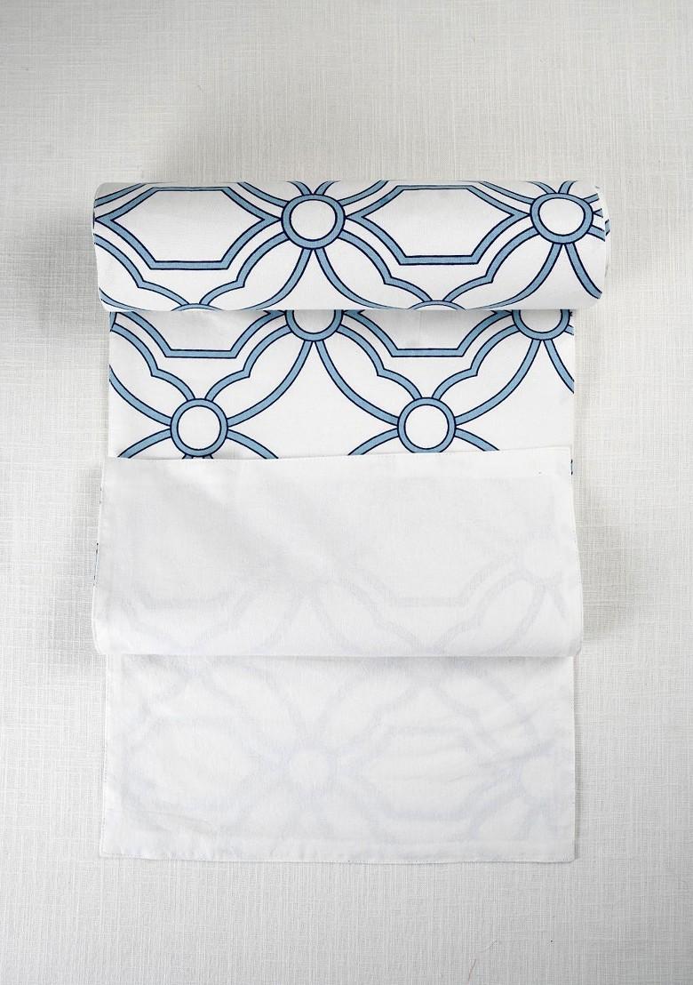 Blue And White Geometric Printed Table Runner