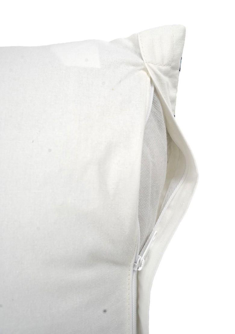 Blue And White 2 Pieces Ethnic Motifs Printed Square Pure Cotton Cushion Covers