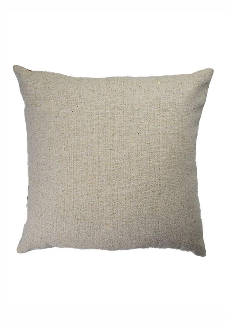 Off White And Mustard 2 Pieces Square Pure Cotton Cushion Covers