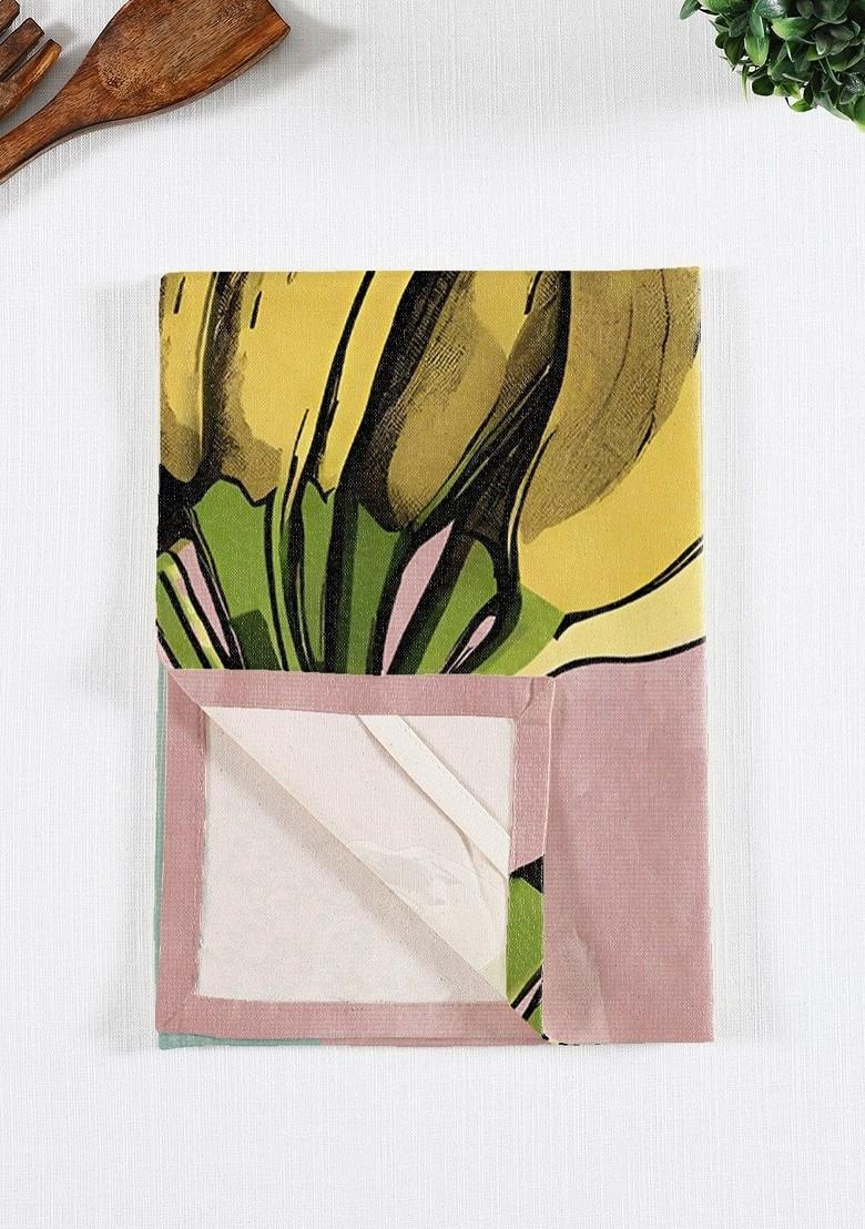 Yellow And Pink 3 Pieces Printed Cotton Kitchen Towels