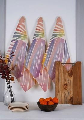 Pink And Blue 3 Pieces Printed Cotton Kitchen Towels