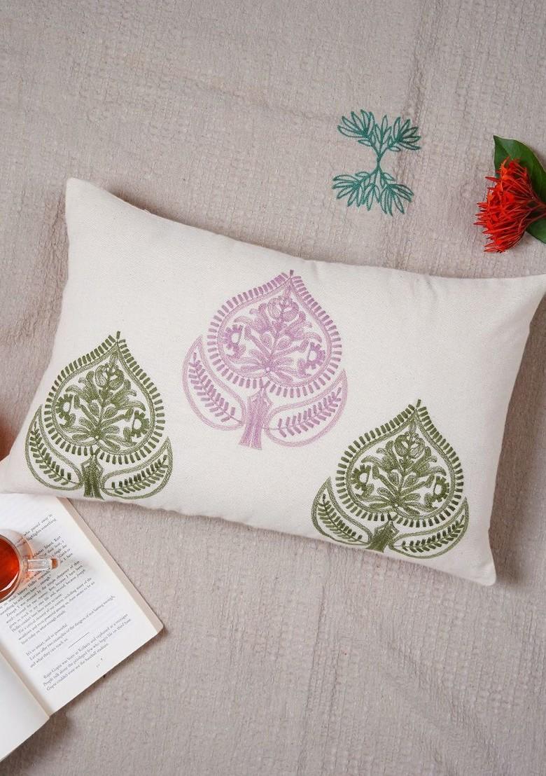 Purple And Green Ethnic Motifs Rectangle Cushion Covers
