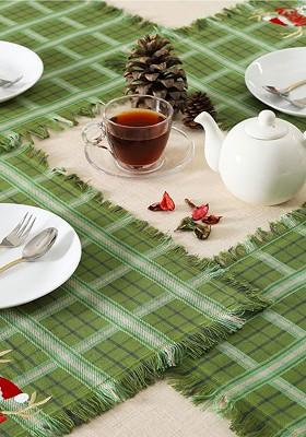 6Pcs Green And White Printed Cotton Table Placemats