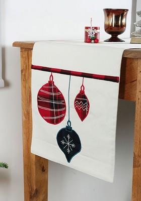 White And Red Printed Table Runner