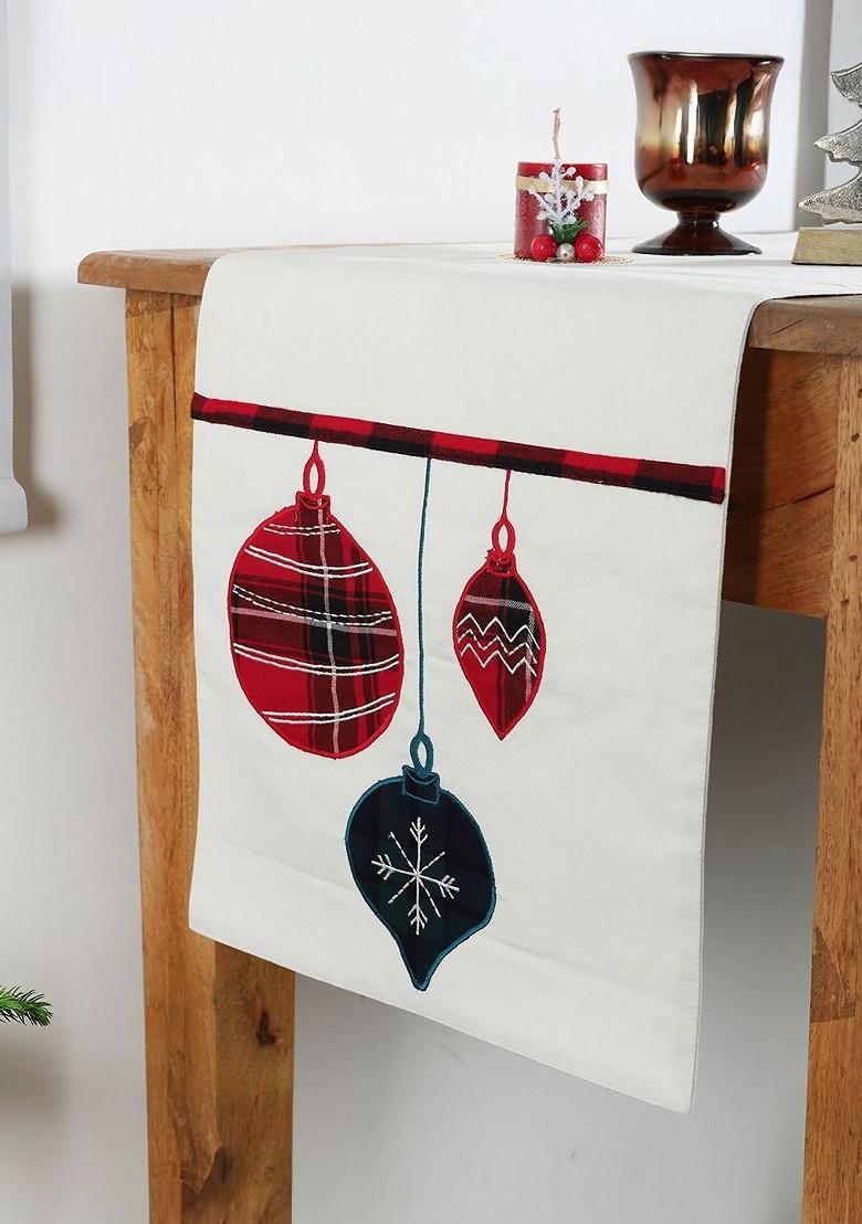 White And Red Printed Table Runner